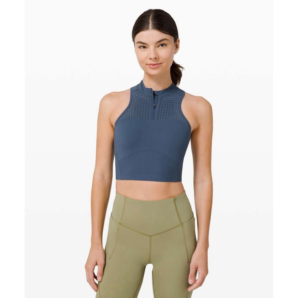 Lululemon Womens Sz 6 S/m Unleash Strength Sports Halter Bra Iron Blue EUC